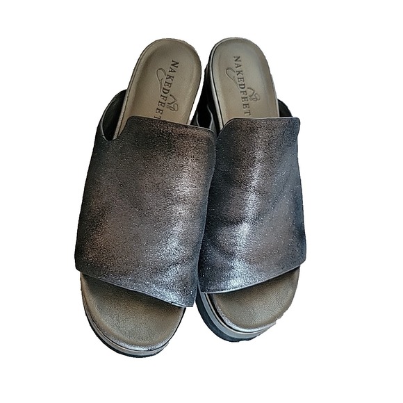 Naked Feet Metallic Black Platform Heels - Picture 8 of 9